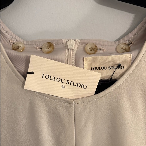 Loulou Studio 100% Lambskin Leather Dress attached Shawl size Medium NWT - Picture 6 of 9